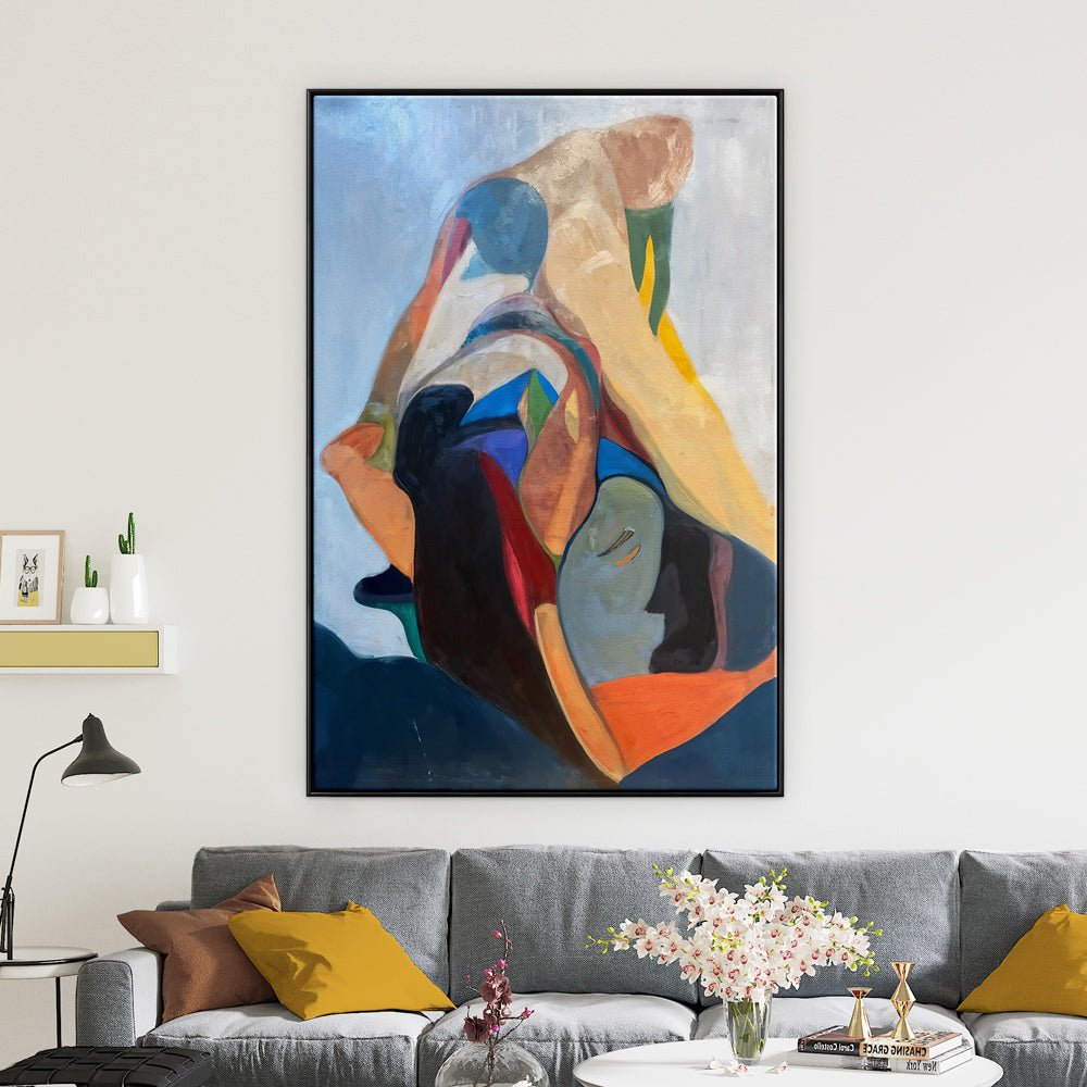 Vibrant Abstract Oil Painting of Twisted Forms and Colors for Home Decor