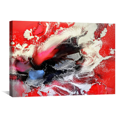 Vibrant Abstract Oil Painting in Red and Black for Modern Home Decor