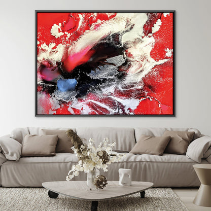 Vibrant Abstract Oil Painting in Red and Black for Modern Home Decor