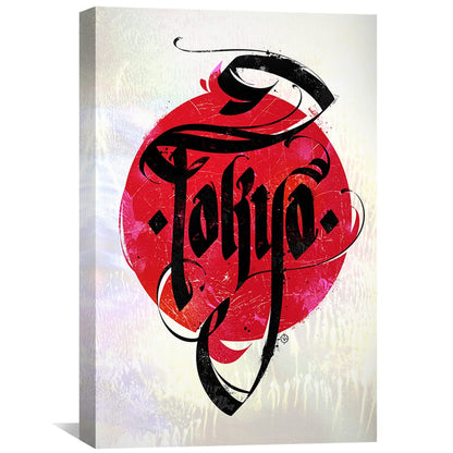 Vibrant Red Tokyo Canvas Art – Modern Japanese-Inspired Oil Painting