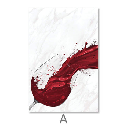 Vibrant Red Wine Splash Oil Painting for Modern Home Decor