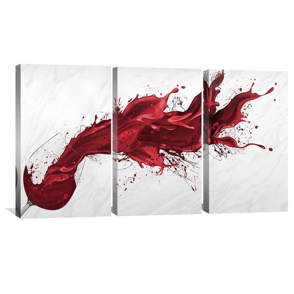 Vibrant Red Wine Splash Oil Painting for Modern Home Decor