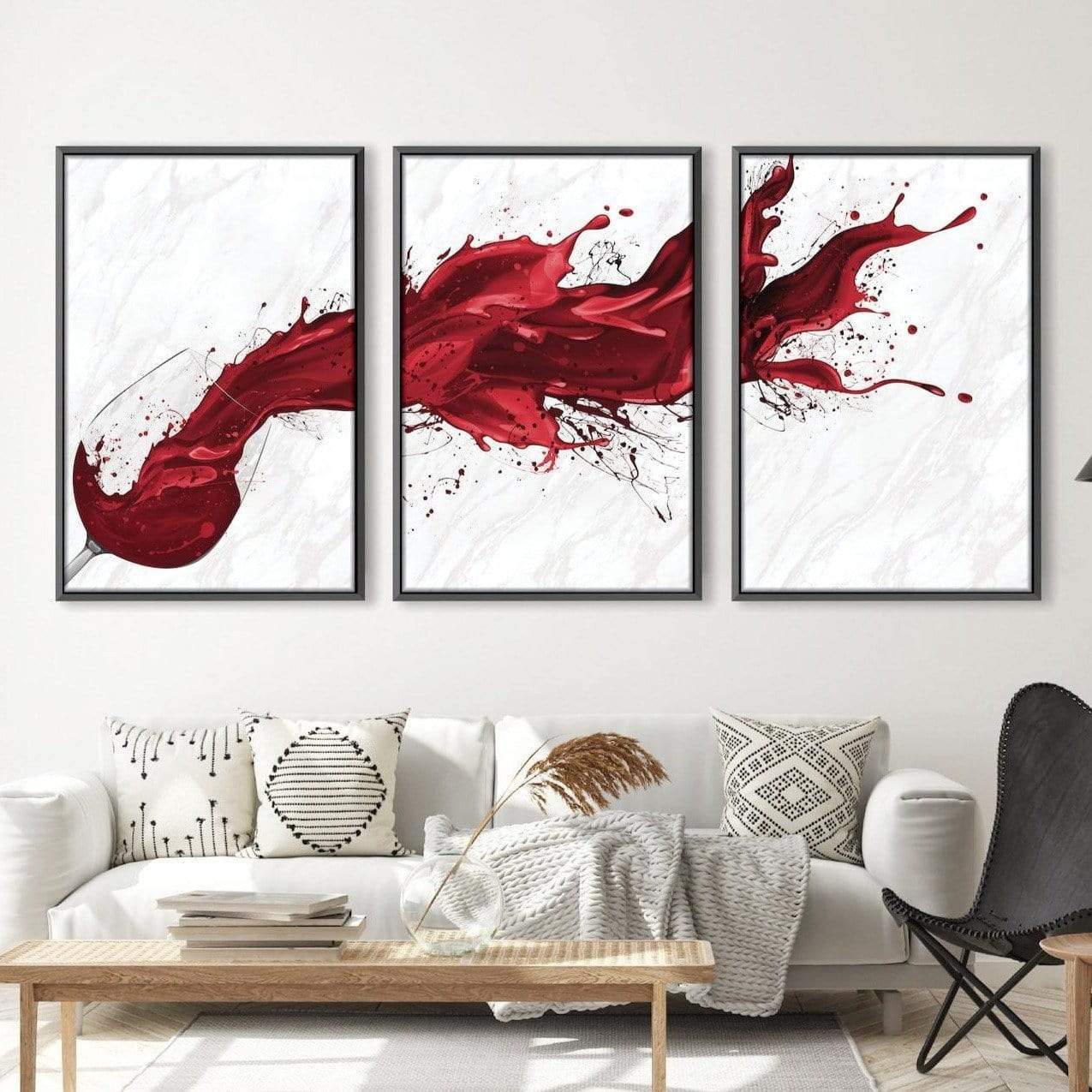 Vibrant Red Wine Splash Oil Painting for Modern Home Decor