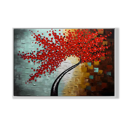 Vibrant Red Daisy Blossom Oil Painting for Modern Home Decor