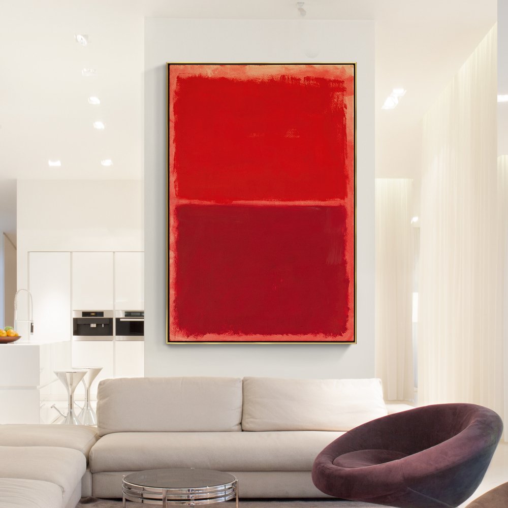 Vibrant Red Abstract Oil Painting for Modern Home Decor