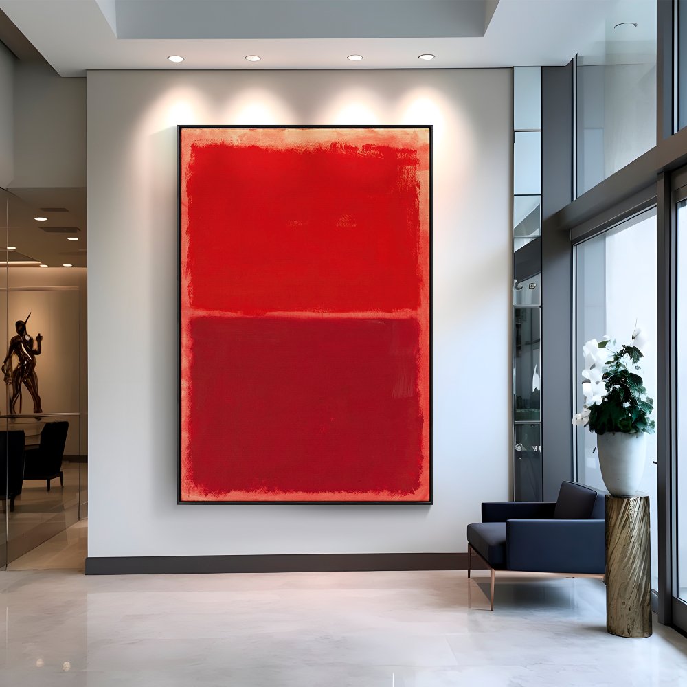 Vibrant Red Abstract Oil Painting for Modern Home Decor