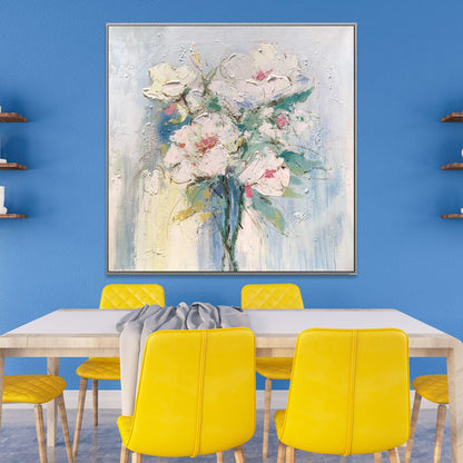Elegant Floral Oil Painting with Soft Pastel Colors for Modern Home Decor