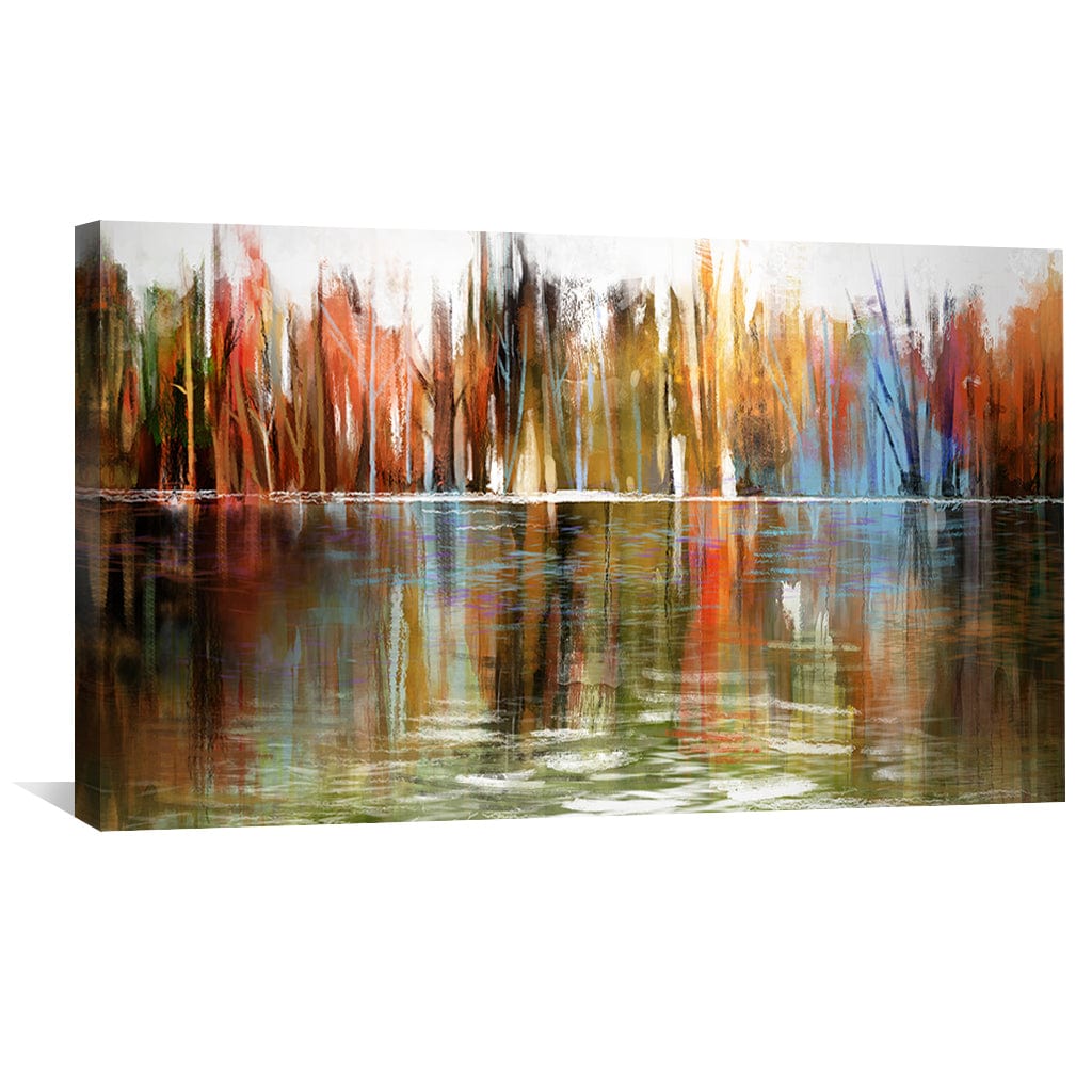 Vibrant Abstract Reflection on Water Canvas Art for Home Décor