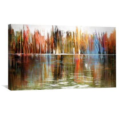 Vibrant Abstract Reflection on Water Canvas Art for Home Décor