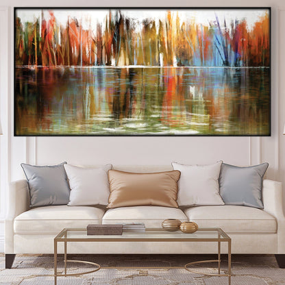 Vibrant Abstract Water Reflection Oil Painting for Elegant Home Decor