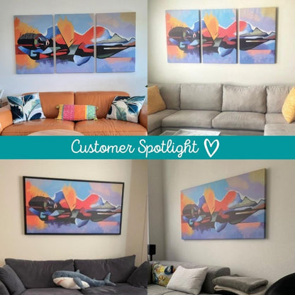 Vibrant Abstract Landscape Triptych Oil Painting for Modern Home Decor