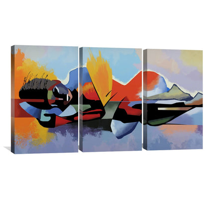 Vibrant Abstract Landscape Triptych Oil Painting for Modern Home Decor