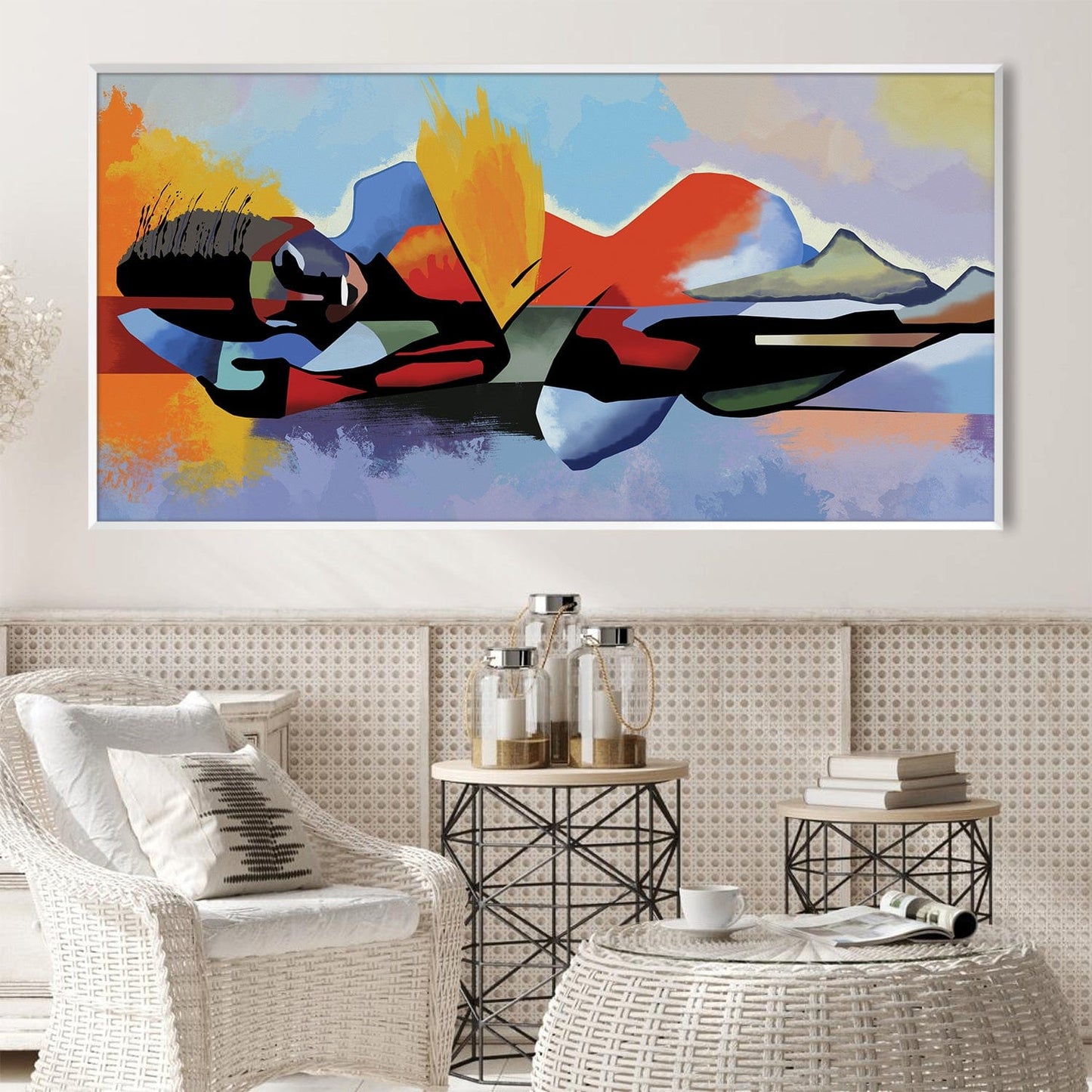 Vibrant Abstract Reflection Canvas Art for Contemporary Living Spaces