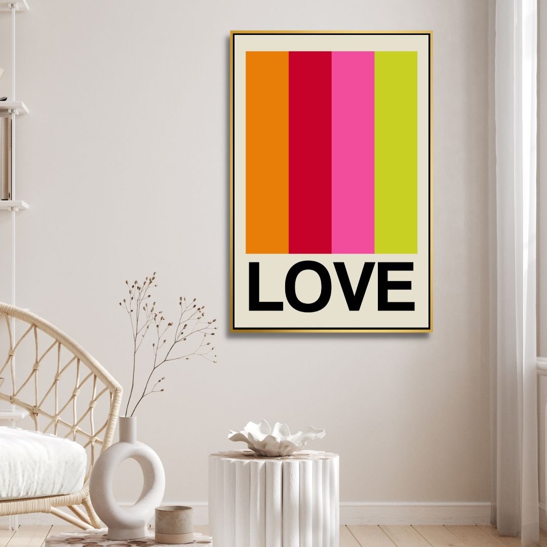 Vibrant Retro LOVE Art for Modern Home Decor – Colorful Wall Art Painting