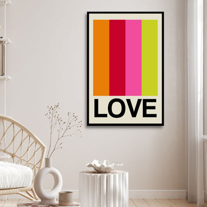 Vibrant Retro LOVE Art for Modern Home Decor – Colorful Wall Art Painting