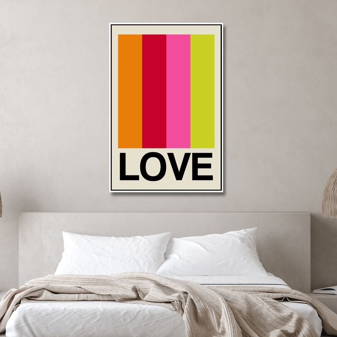 Vibrant Retro LOVE Art for Modern Home Decor – Colorful Wall Art Painting