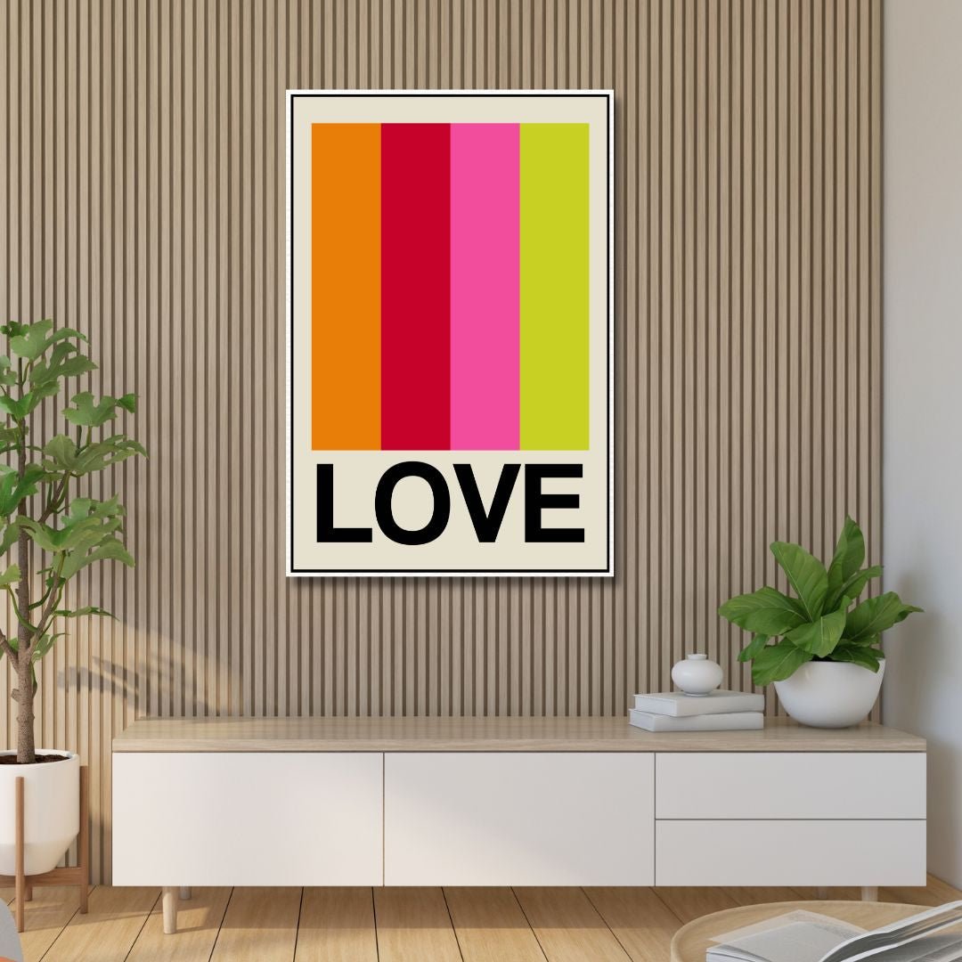 Vibrant Retro LOVE Art for Modern Home Decor – Colorful Wall Art Painting