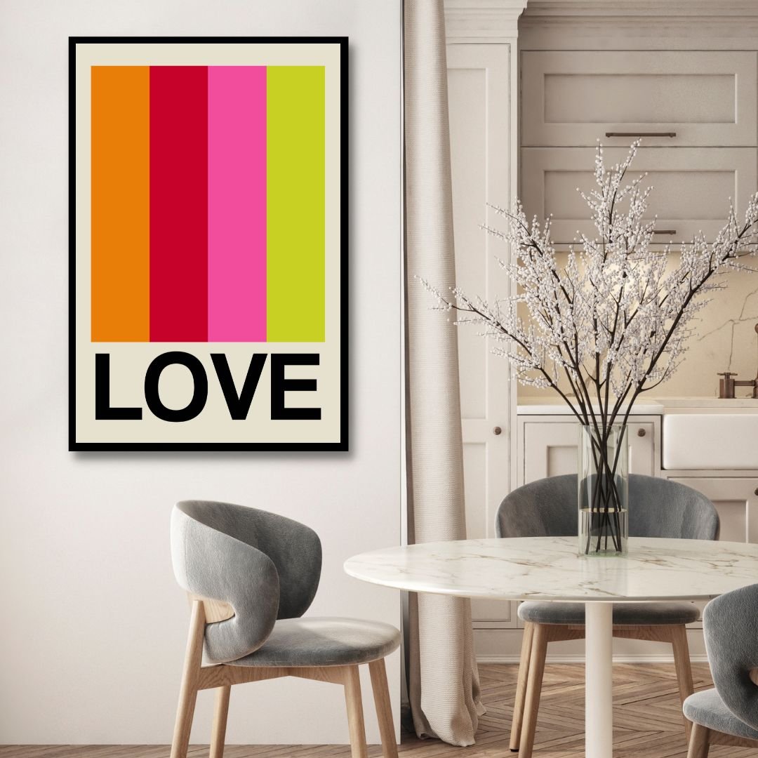 Vibrant Retro LOVE Art for Modern Home Decor – Colorful Wall Art Painting