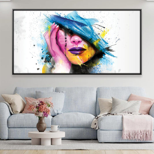 Vibrant Abstract Oil Painting of a Woman's Face with Colorful Brush Strokes