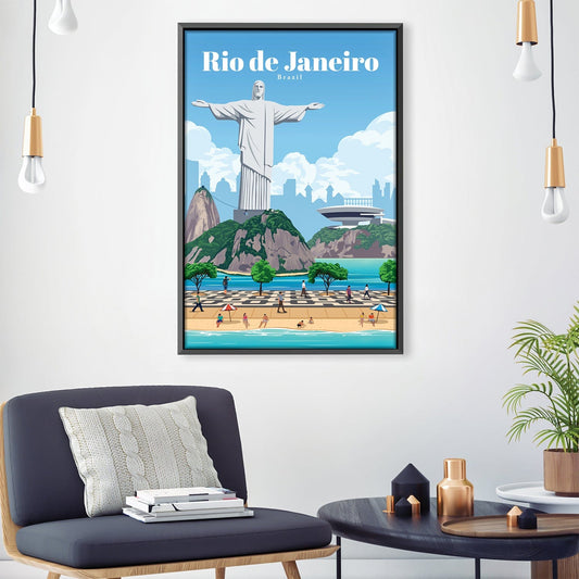 Rio de Janeiro Coastal View Oil Painting for Modern Home Decor