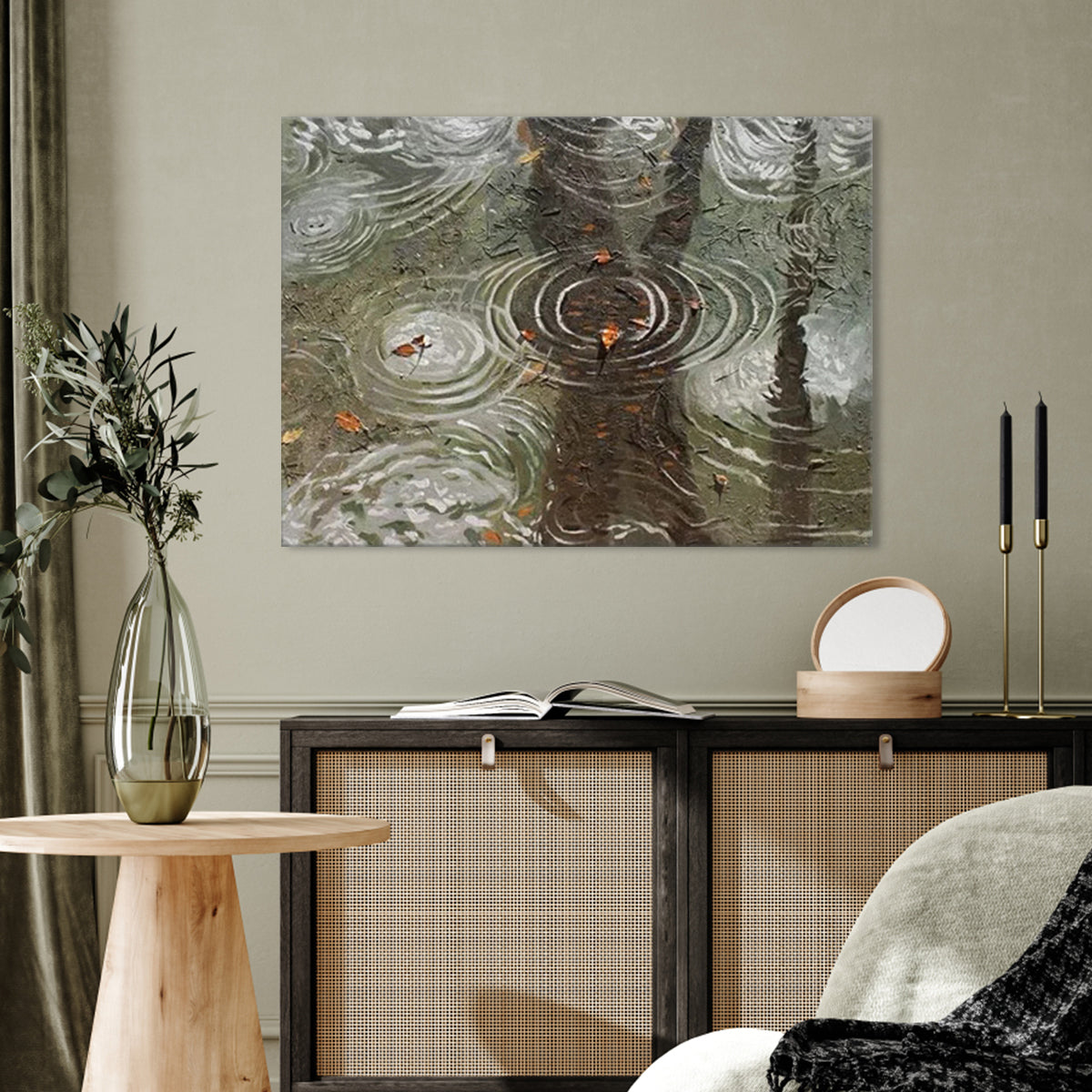 Tranquil Reflections in Rippling Waters - Serene Nature Oil Painting