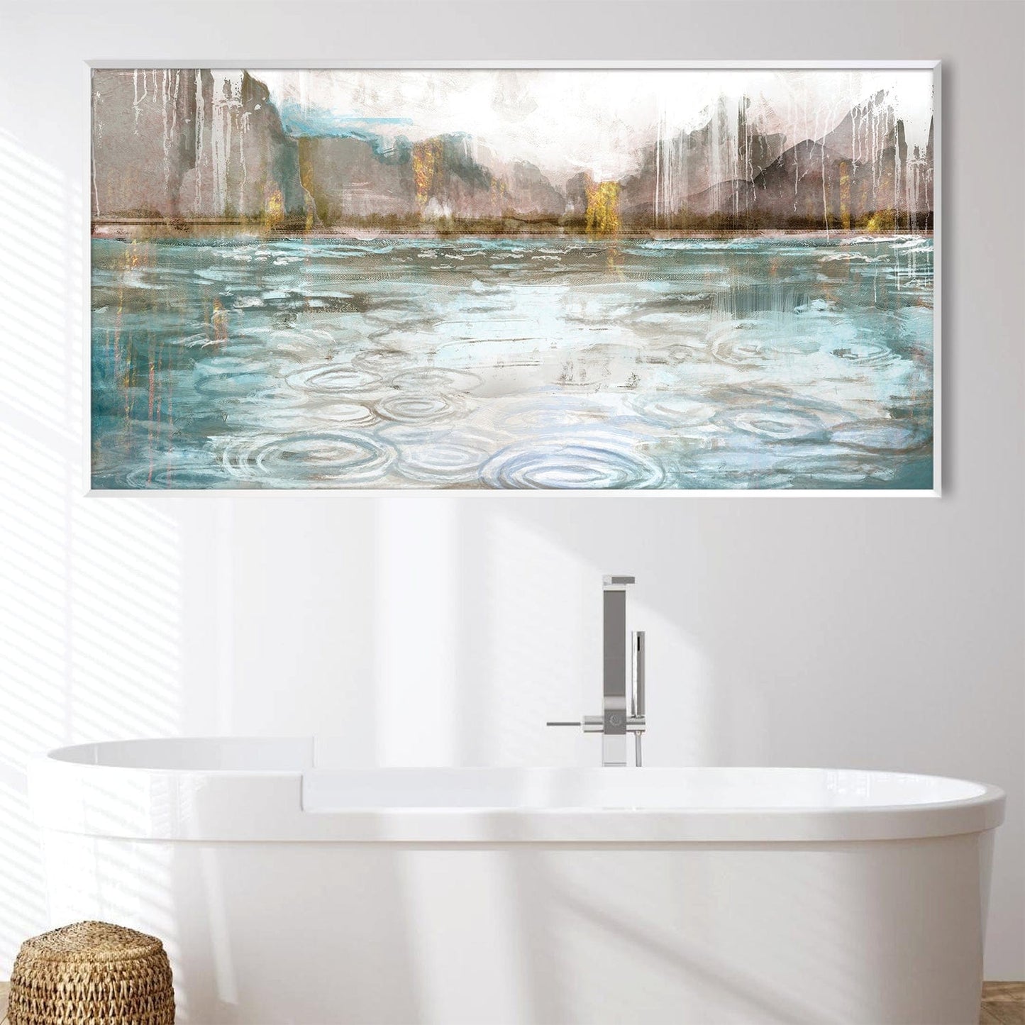 Tranquil Lake Reflections - Contemporary Oil Painting for Modern Decor