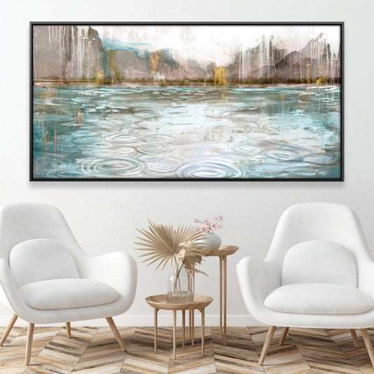 Tranquil Lake Reflections - Contemporary Oil Painting for Modern Decor