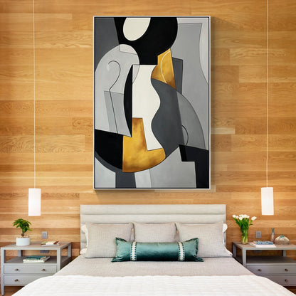 Abstract Modern Art Canvas with Earthy Tones and Bold Shapes for Home Decor