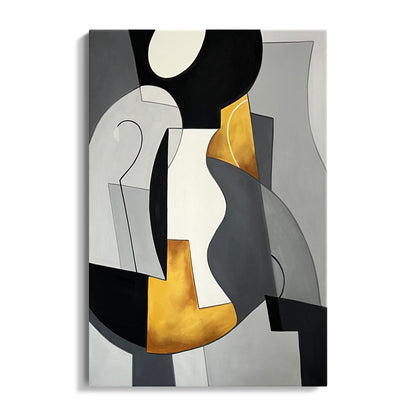 Abstract Modern Art Canvas with Earthy Tones and Bold Shapes for Home Decor