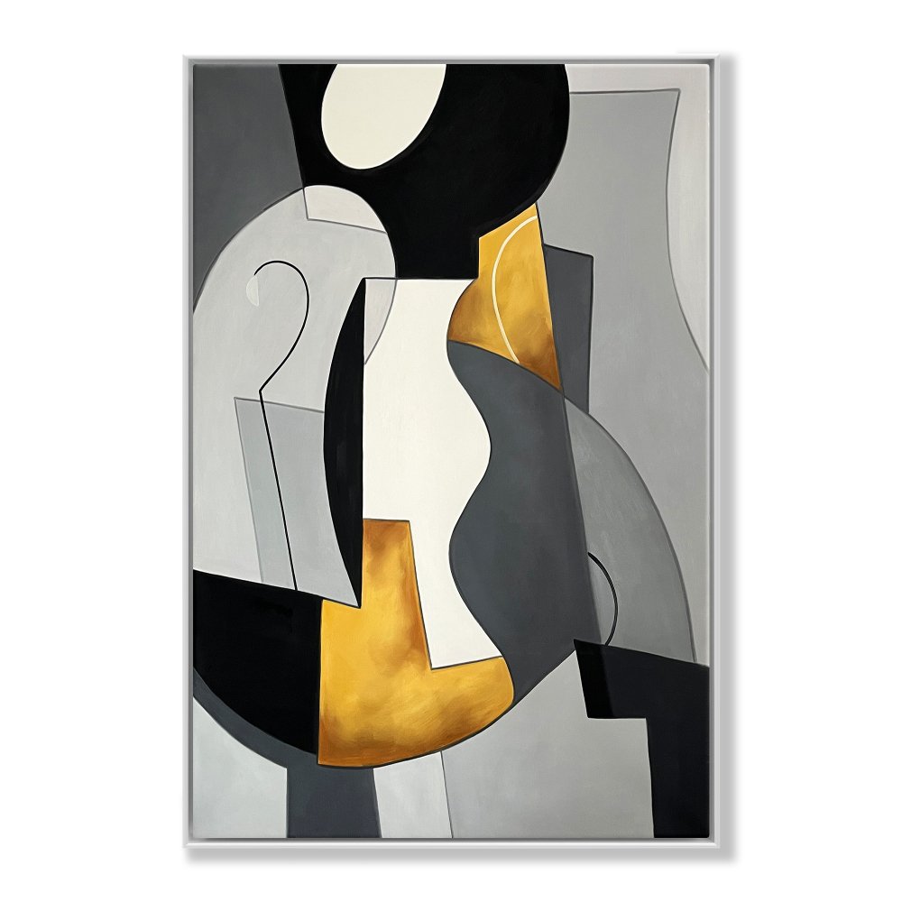 Abstract Modern Art Canvas with Earthy Tones and Bold Shapes for Home Decor