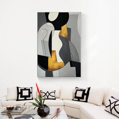 Abstract Modern Art Canvas with Earthy Tones and Bold Shapes for Home Decor