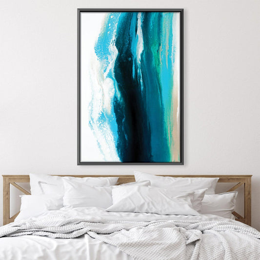 Abstract Ocean Inspired Oil Painting in Vibrant Blues and Greens
