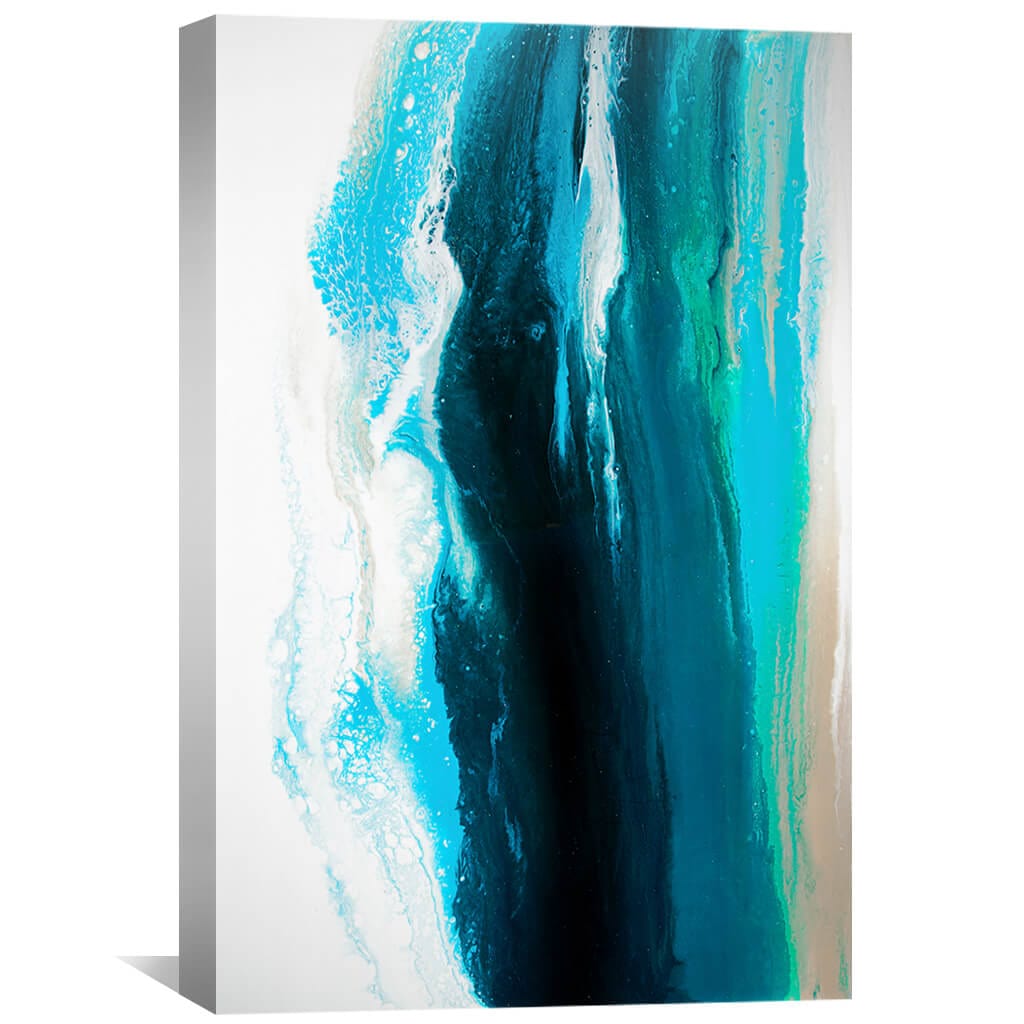 Abstract Ocean Inspired Oil Painting in Vibrant Blues and Greens