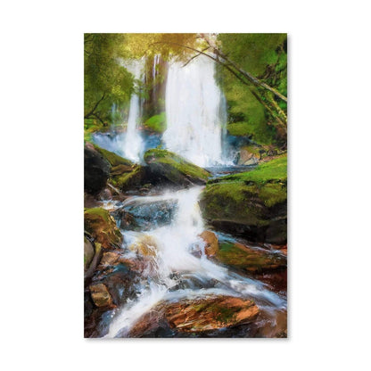 Serene River Waterfall Oil Painting for Tranquil Home Decor