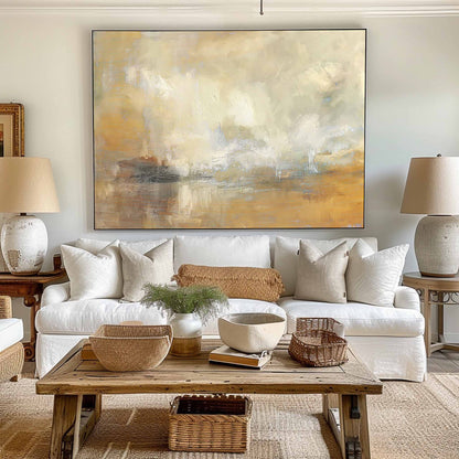 Abstract Seascape Oil Painting - Coastal Serenity Wall Art for Modern Decor