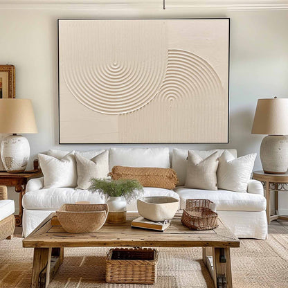 Elegant Beige Minimalist Abstract Oil Painting for Modern Home Decor