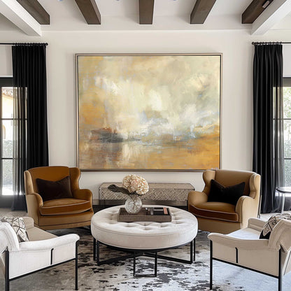 Abstract Seascape Oil Painting - Coastal Serenity Wall Art for Modern Decor