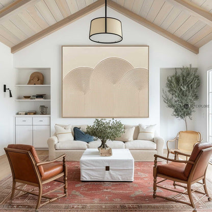 Elegant Beige Minimalist Abstract Oil Painting for Modern Interiors
