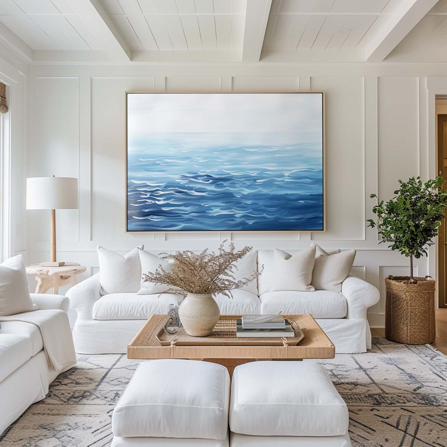 Serene Ocean Waves Oil Painting for Tranquil Beachside Decor