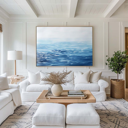 Serene Ocean Waves Oil Painting for Tranquil Beachside Decor