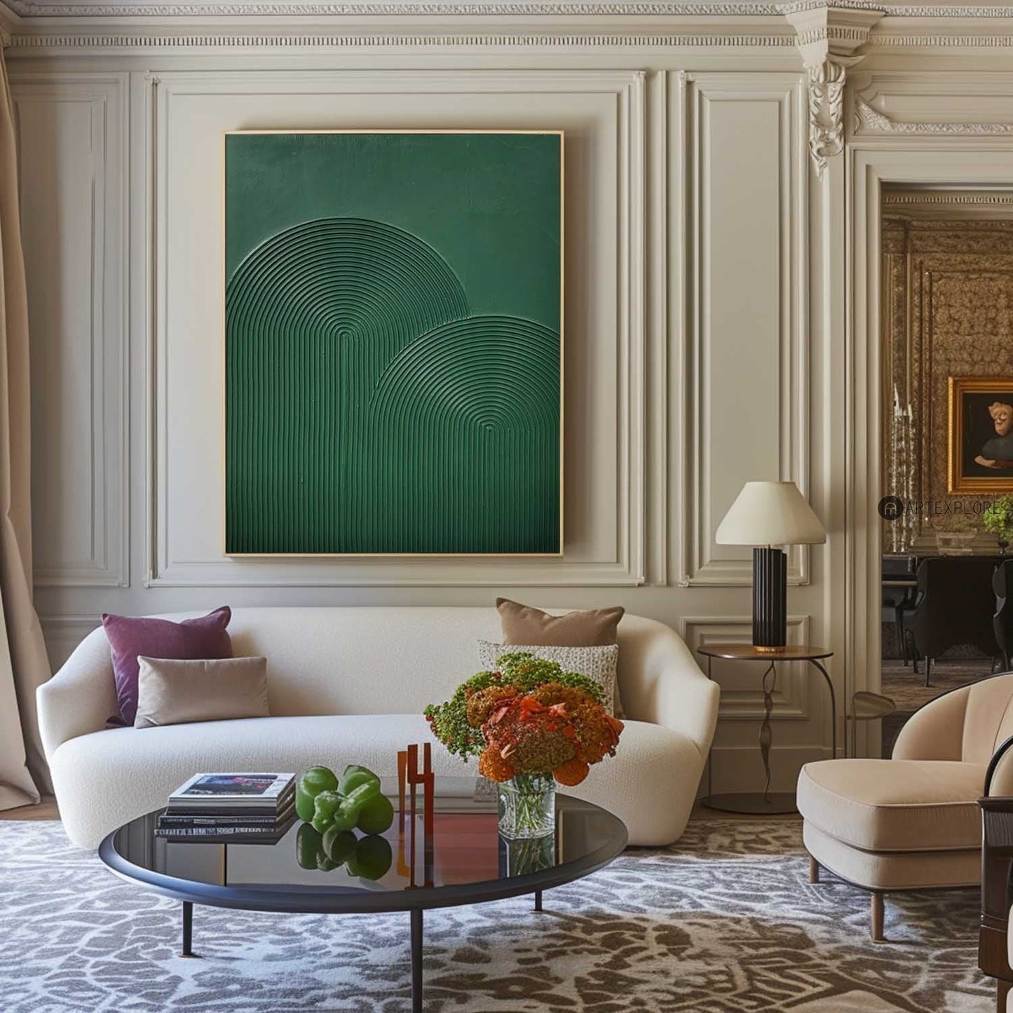 Serene Green Abstract Oil Painting for Modern Minimalist Home Decor
