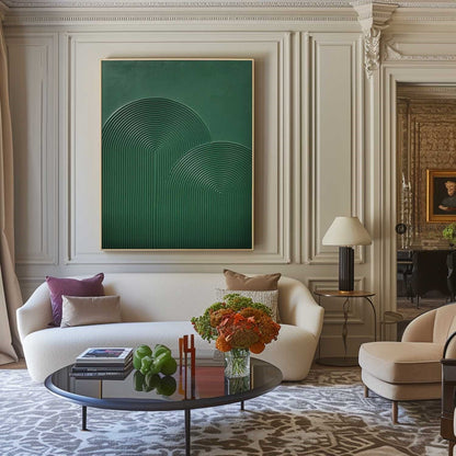 Serene Green Abstract Oil Painting for Modern Minimalist Home Decor