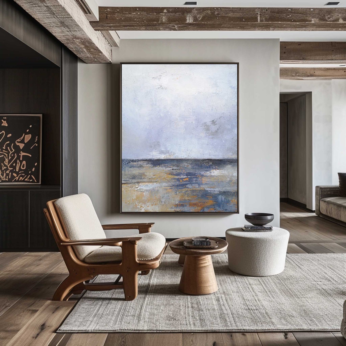 Serene Coastal Horizon Oil Painting for Tranquil Home Decor