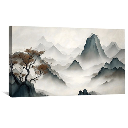 Serene Mountain Landscape Oil Painting for Tranquil Home Decor