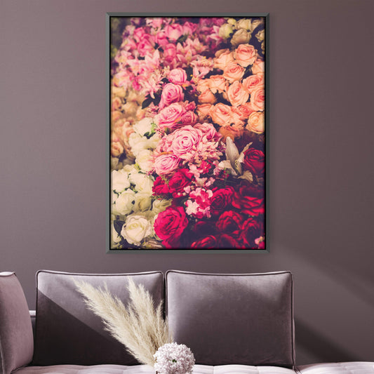 Vibrant Floral Oil Painting of a Beautiful Rose Bouquet for Elegant Home Decor