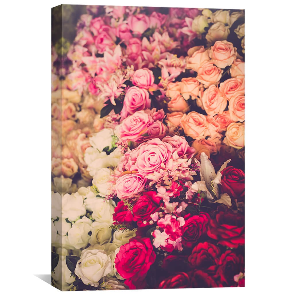 Vibrant Floral Oil Painting of a Beautiful Rose Bouquet for Elegant Home Decor