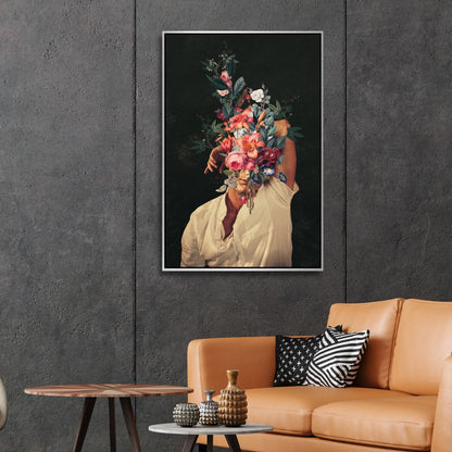 Vibrant Floral Portrait Art - Emotional Roses in Blooming Embrace