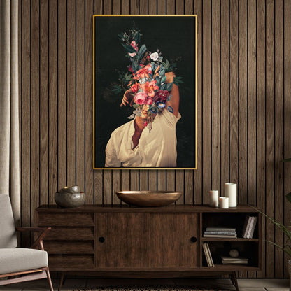 Vibrant Floral Portrait Art - Emotional Roses in Blooming Embrace