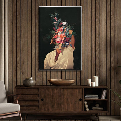 Vibrant Floral Portrait Art - Emotional Roses in Blooming Embrace