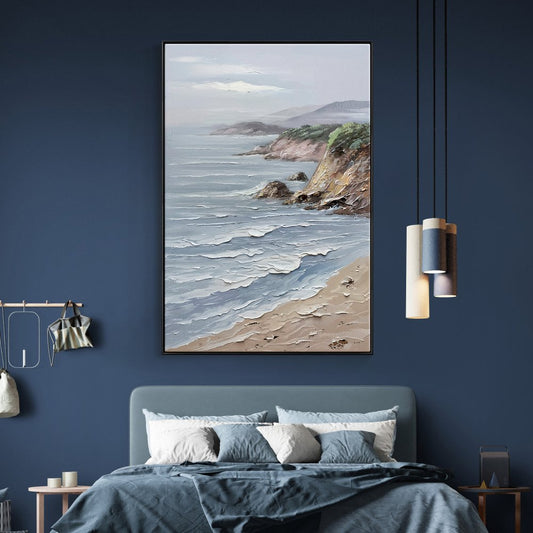 Serene Coastal Landscape with Rugged Cliffs and Gentle Waves